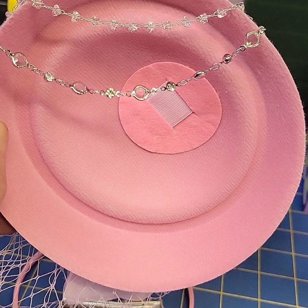 Bohend FASCINATOR Elegant Pink Flower Rhinestine Veil New